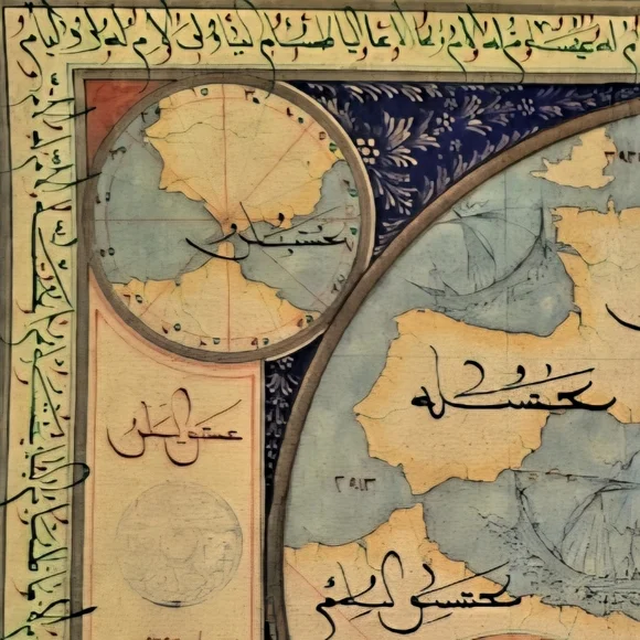 Vintage Ottoman Manuscript Atlas Illustrations Map Date 1734 Arabic 1154 - Picture 3 of 6